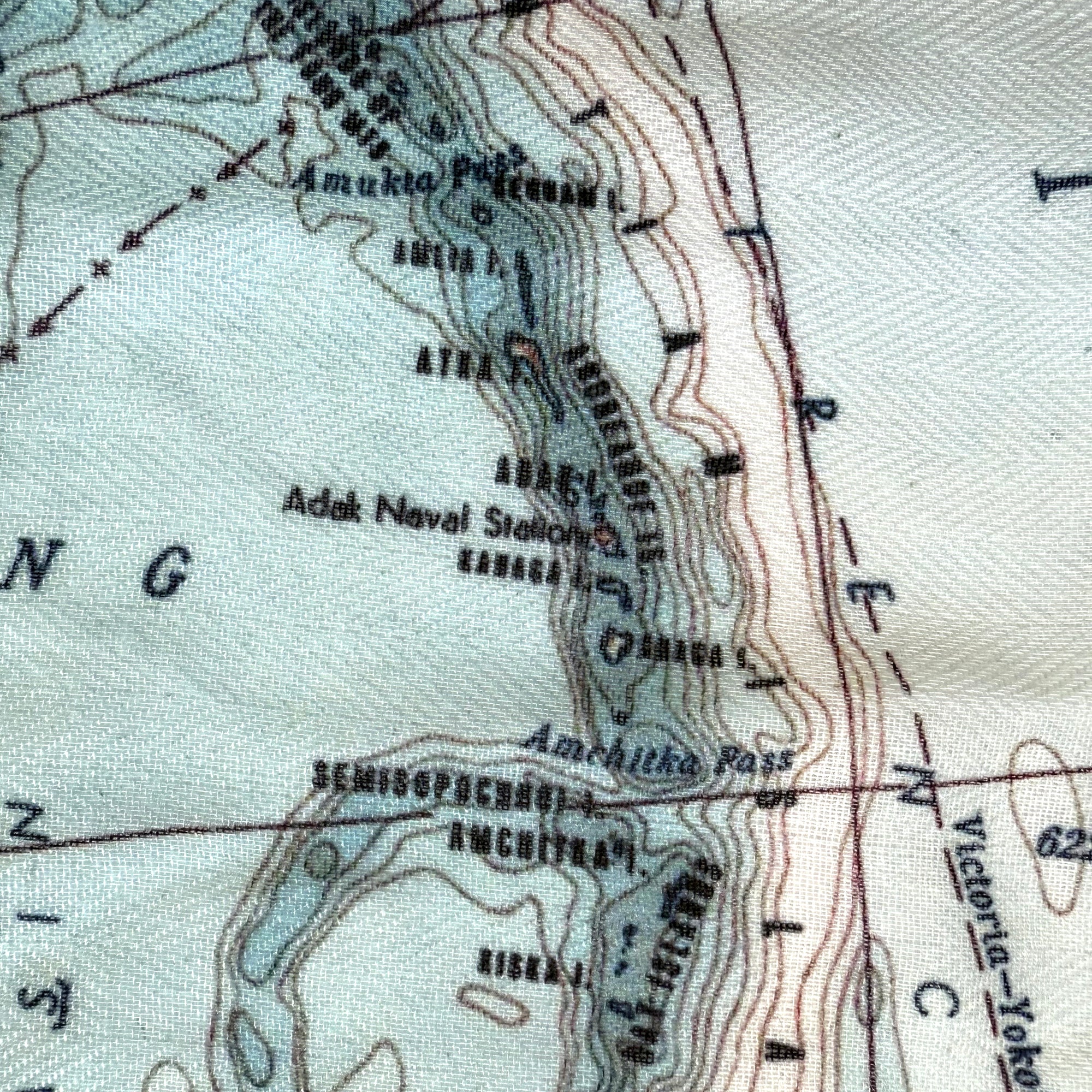 Detailed northern polar map scarf accessory close up