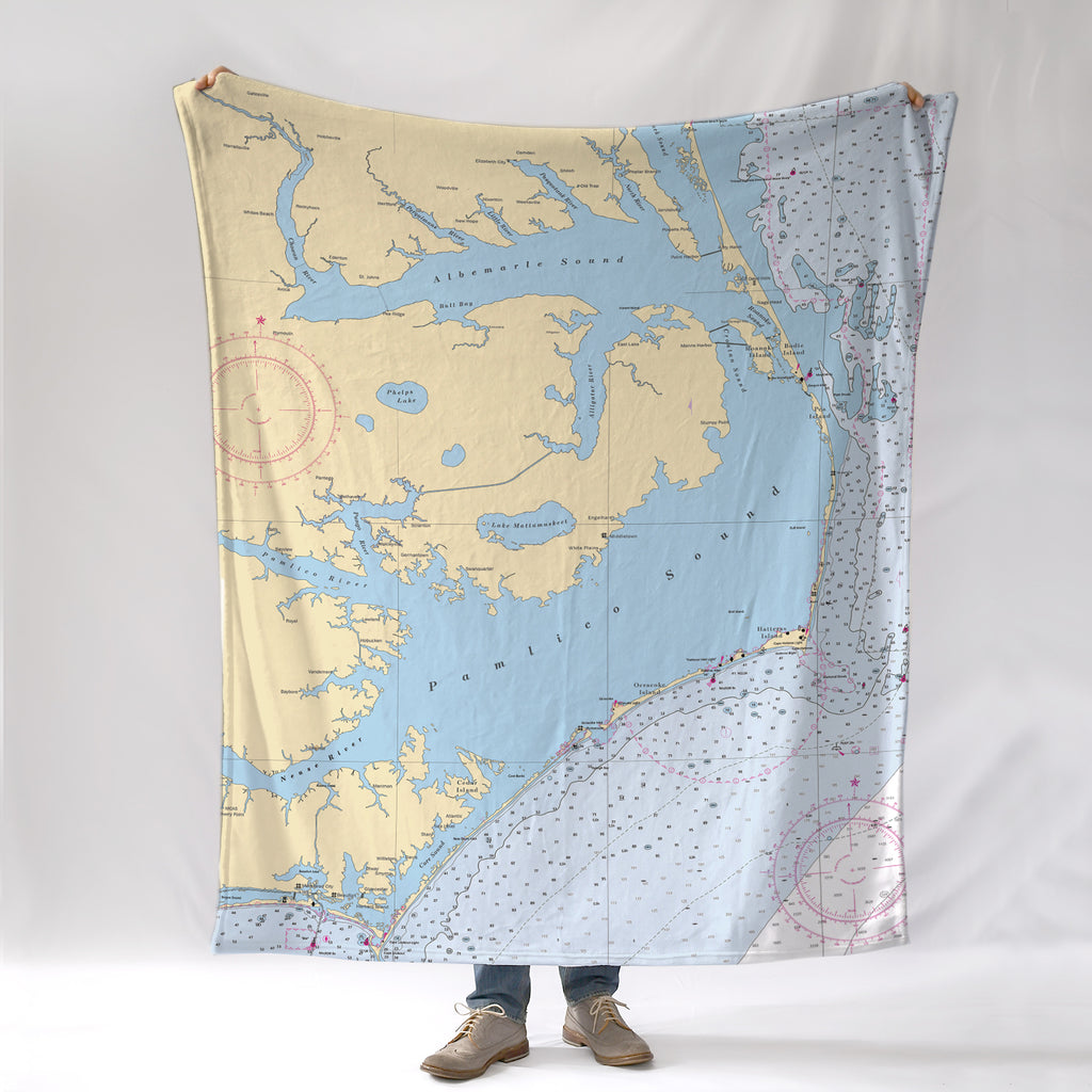 Outerbanks NC Nautical Chart Blanket