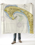 Large vintage map of a coastal area displayed on a white background