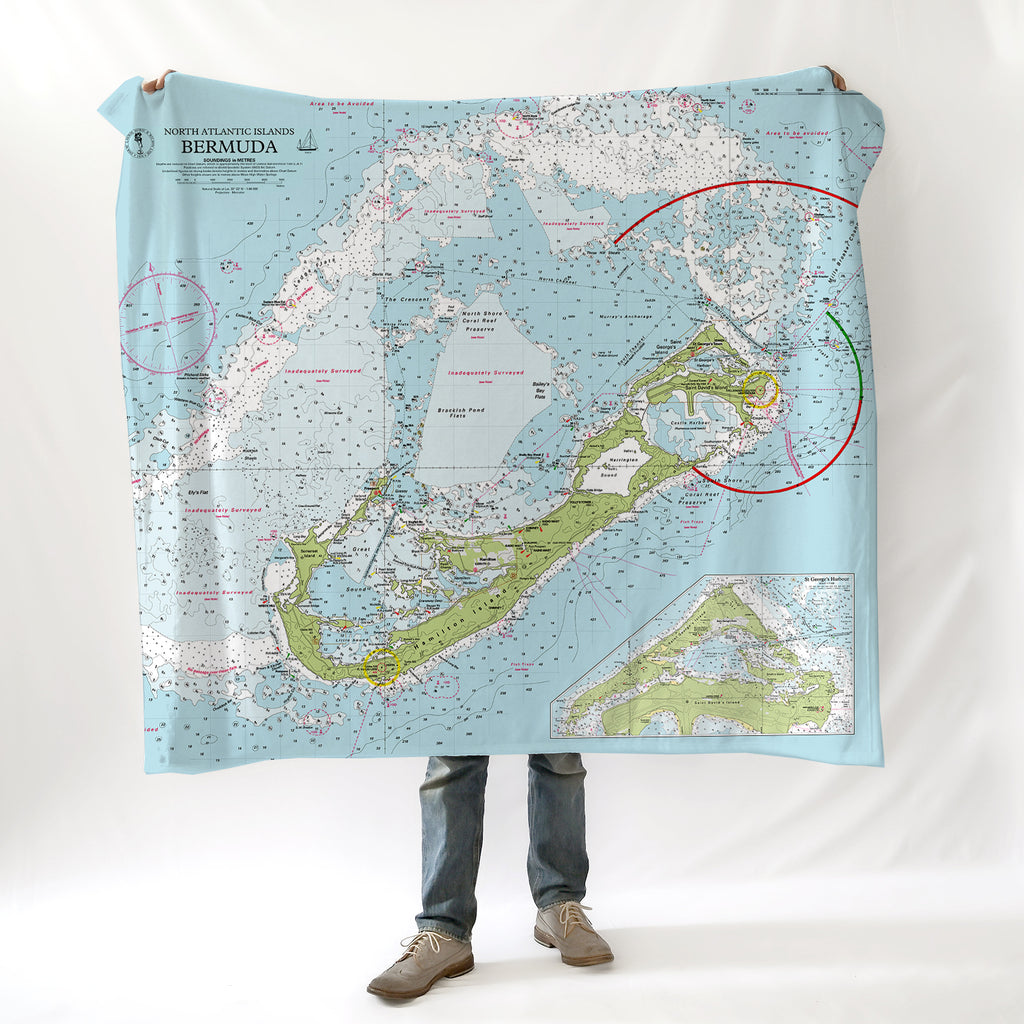 Imray's Bermuda Nautical Chart Blanket