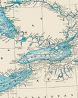 Great Lakes Vintage Map Blanket Lake Ontario
