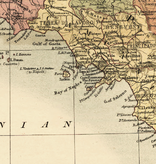 Decorative blanket inspired by an old-world map of Italy with traditional cartography