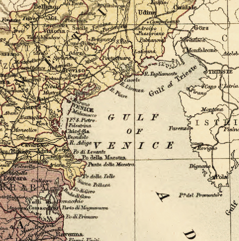 Historic Italy map textile designed with antique styling and geographic detail