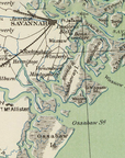 Georgia's Barrier Islands Vintage Map Scarf (St. Augustine to Savannah)