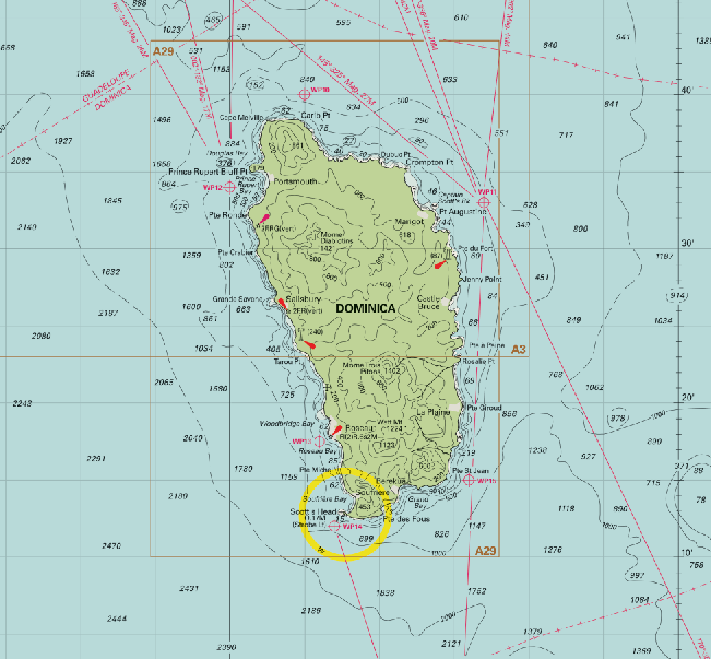 Guadeloupe to St. Lucia Nautical Chart Wall Scroll
