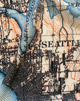 Vintage map of Seattle with topographic details