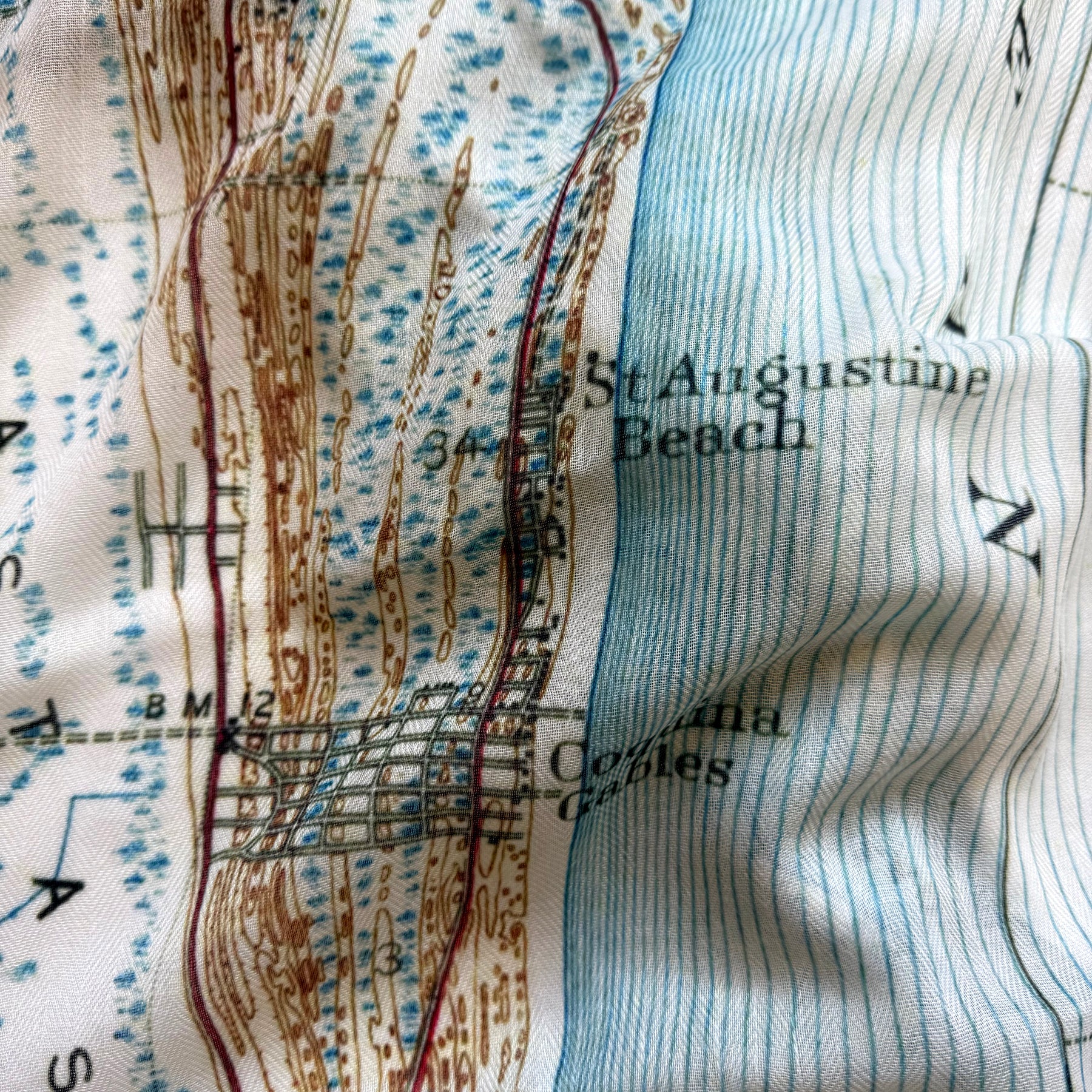 Close-up of a map with 'St Augustine Beach' and 'Coral Gables' text.