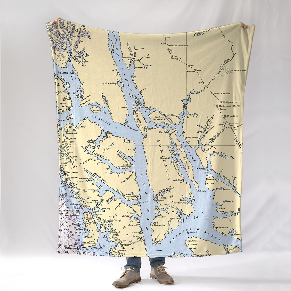 Admiralty Island / Juneau Nautical Chart Blanket - Maritime Tribes USABlanket