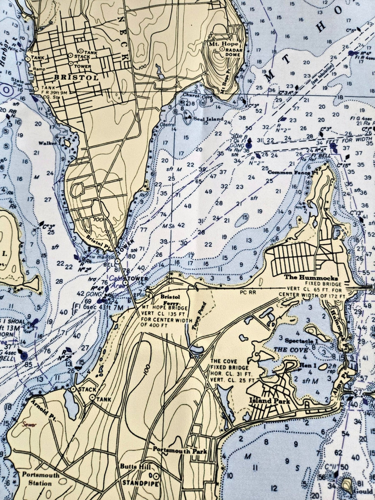 Aquidneck Island Nautical Chart Quick Dry Towel - Maritime Tribes USATowel