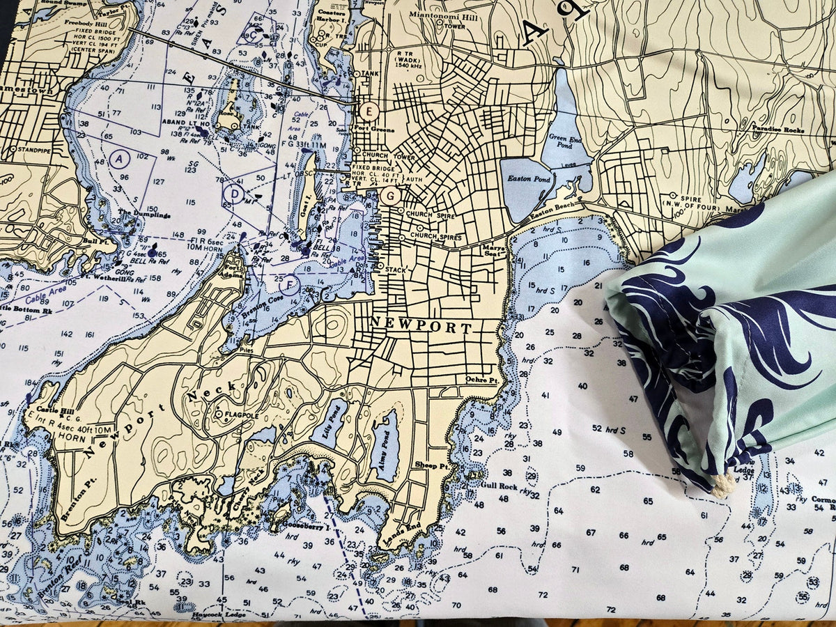 Aquidneck Island Nautical Chart Quick Dry Towel - Maritime Tribes USATowel