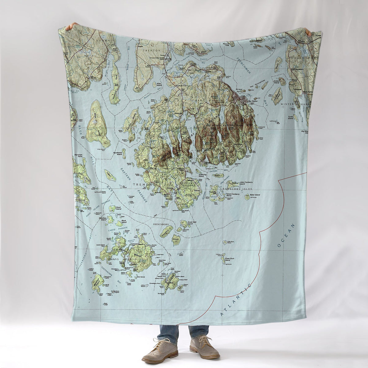 Bar Harbor, Acadia National Park, ME- MDI Topo Map Blanket - Maritime Tribes USABlanket