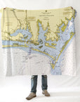 Beaufort, NC Nautical Chart (Cape Lookout Chart) Blanket - Maritime Tribes USABlanket