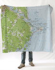 Biddeford ME Vintage TOPO Chart Blanket - Maritime Tribes USABlanket