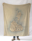 Block Island, RI - Antique Map Blanket - Maritime Tribes USABlanket