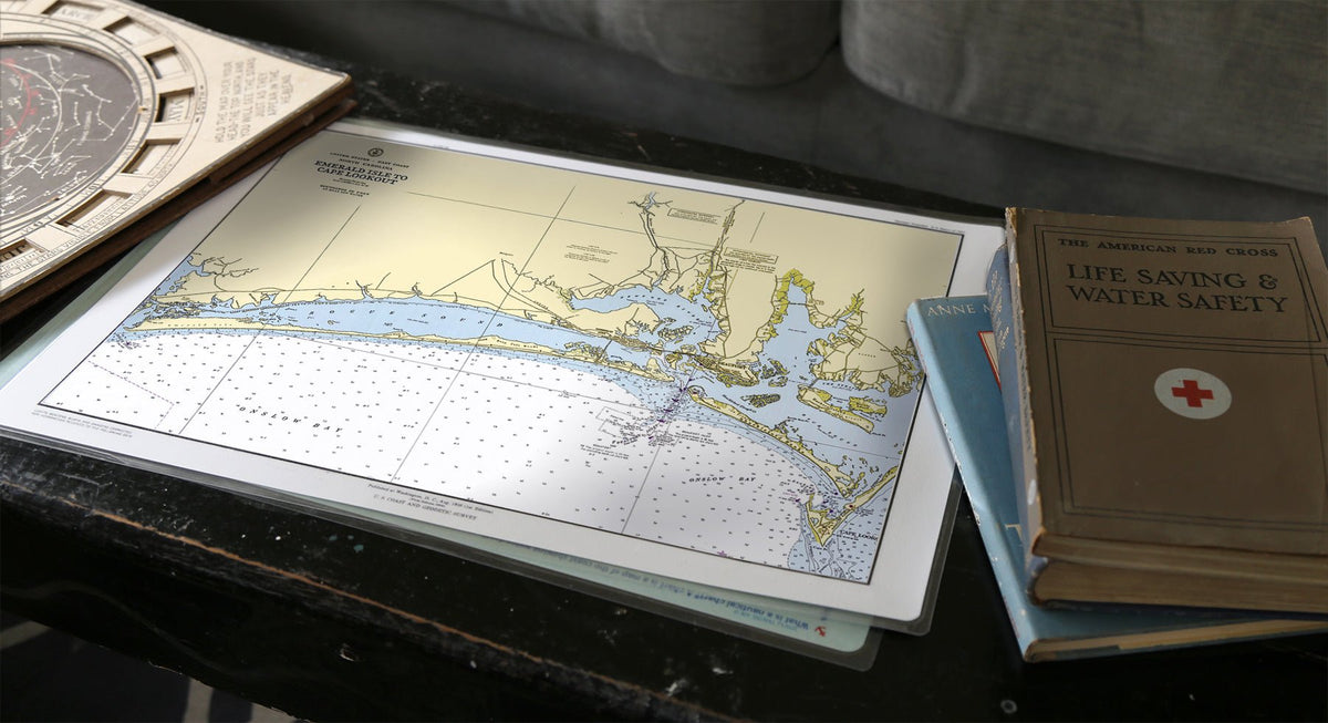 Bogue Banks, (Cape Lookout to Emerald Isle) North Carolina Chart Placemat - Maritime Tribes USALaminated Placemat