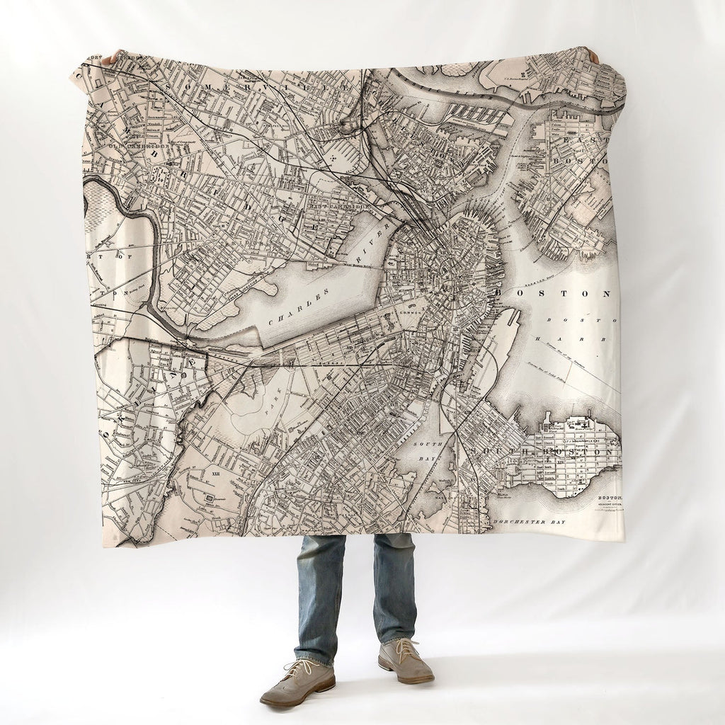 Boston Antique Map Blanket - Maritime Tribes USABlanket