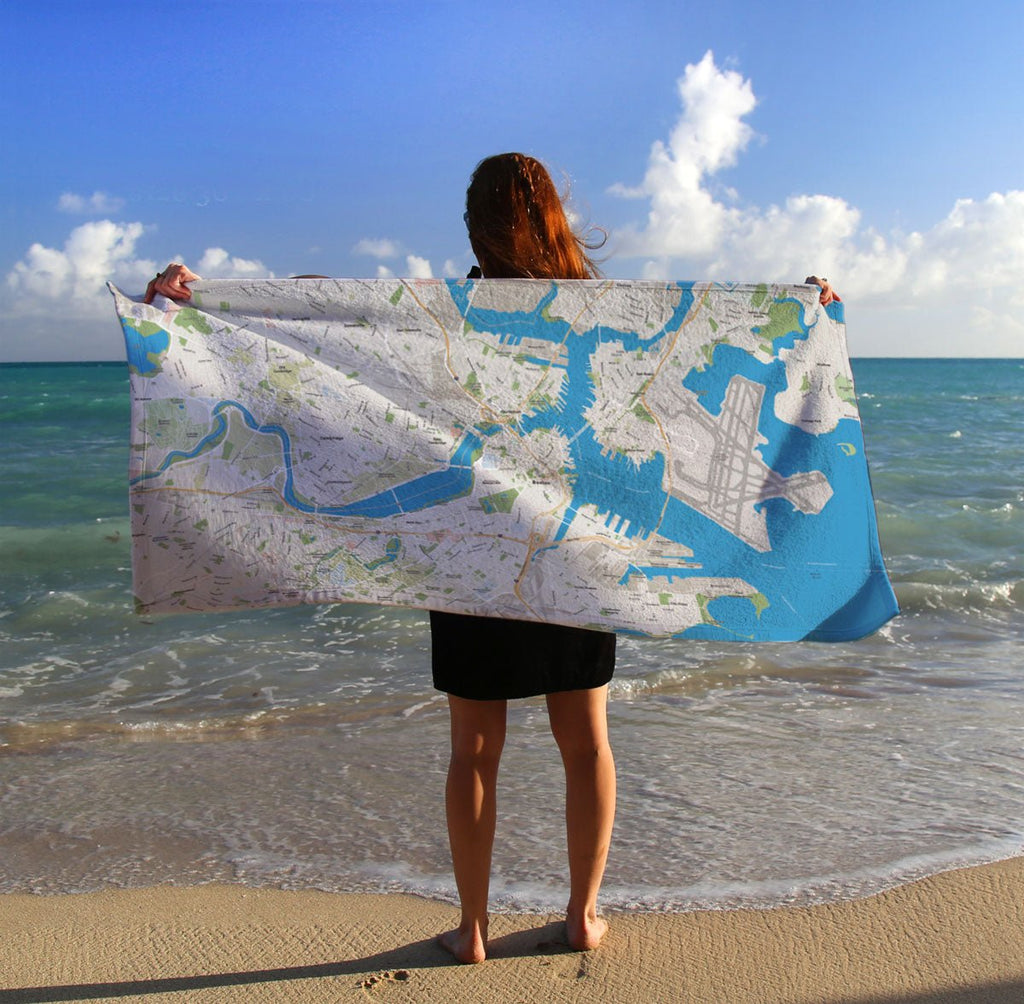 Boston MA Hometown Map Quick Dry Towel - Maritime Tribes USATowel