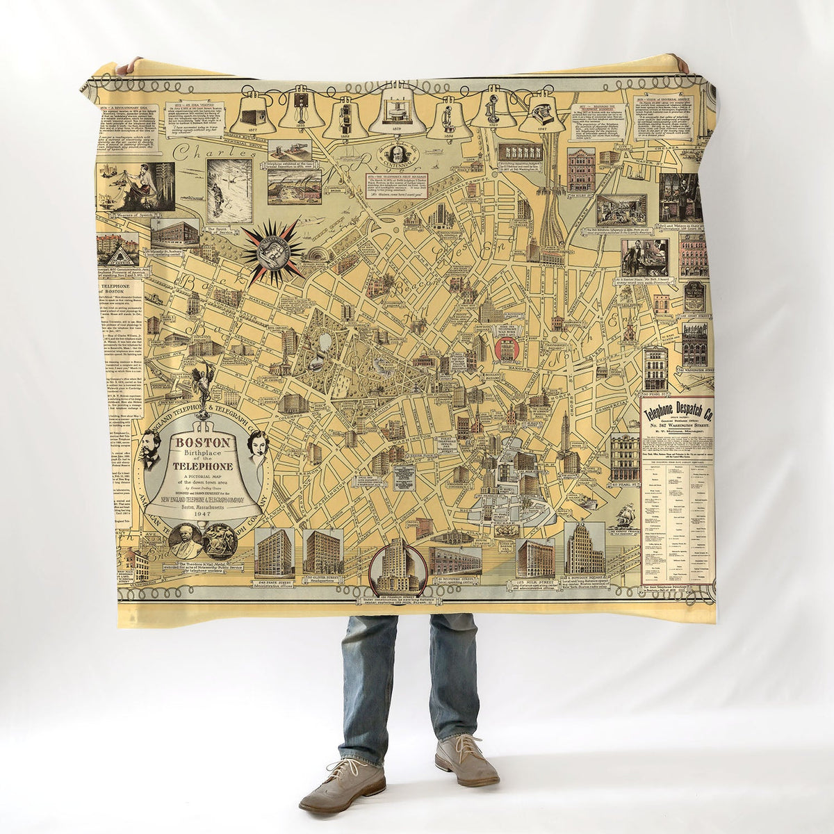 Boston Vintage Pictorial Map Blanket - Maritime Tribes USABlanket