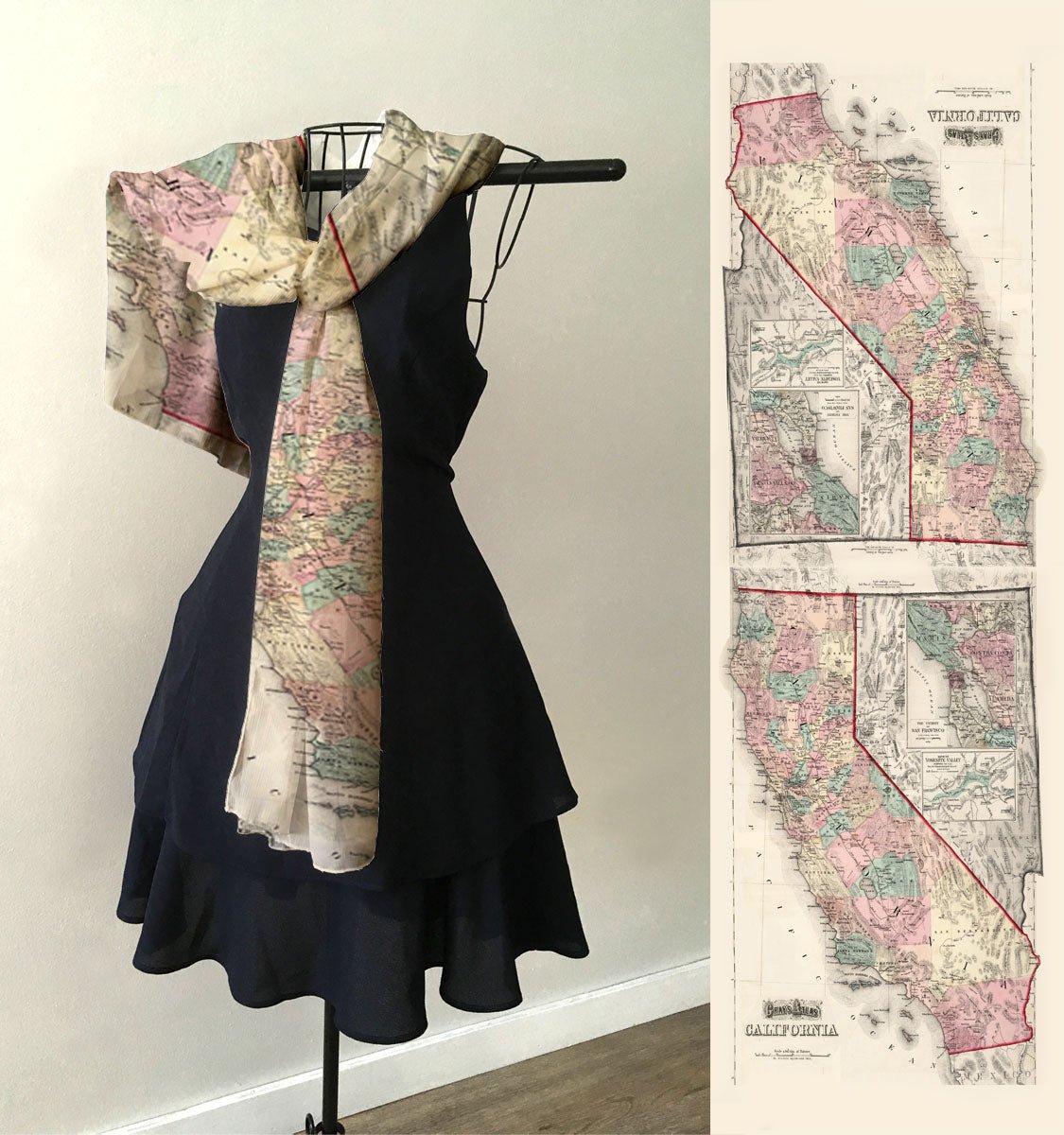 California Dreamin' Vintage Map Scarf - Maritime Tribes USAScarf