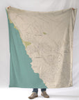 Cambria CA Sea Glass Town Map Blanket - Maritime Tribes USABlanket