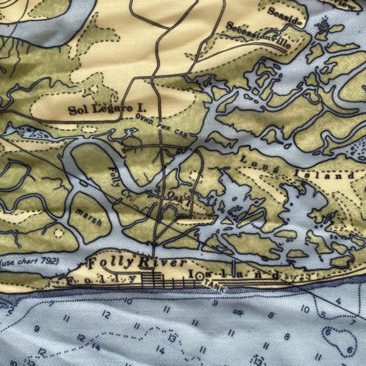 Charleston, SC Nautical Chart Scarf - Maritime Tribes USAScarf