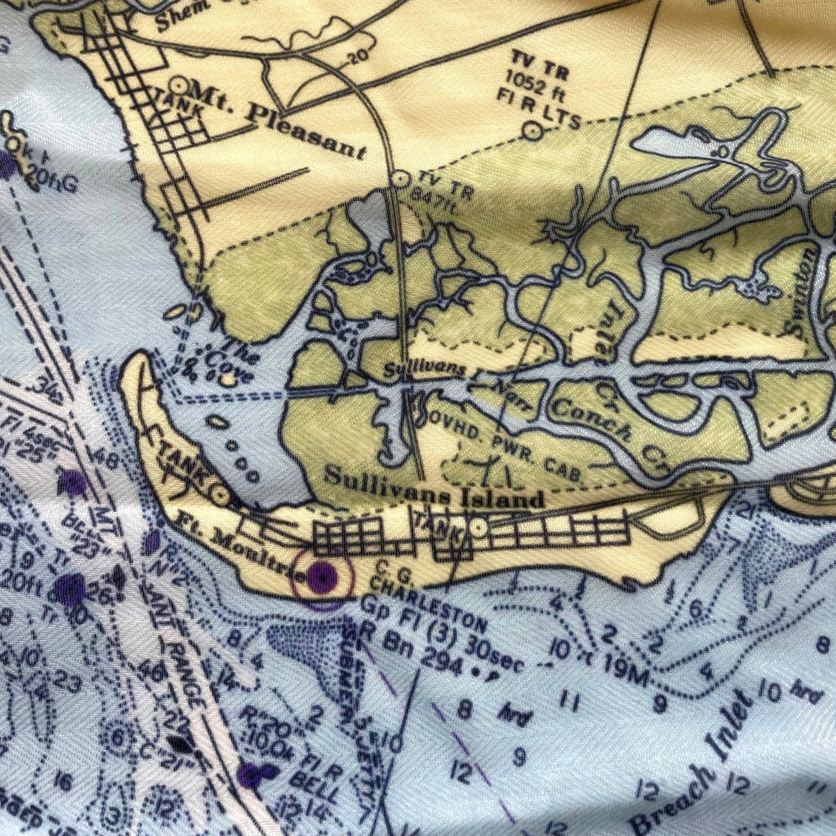 Charleston, SC Nautical Chart Scarf - Maritime Tribes USAScarf