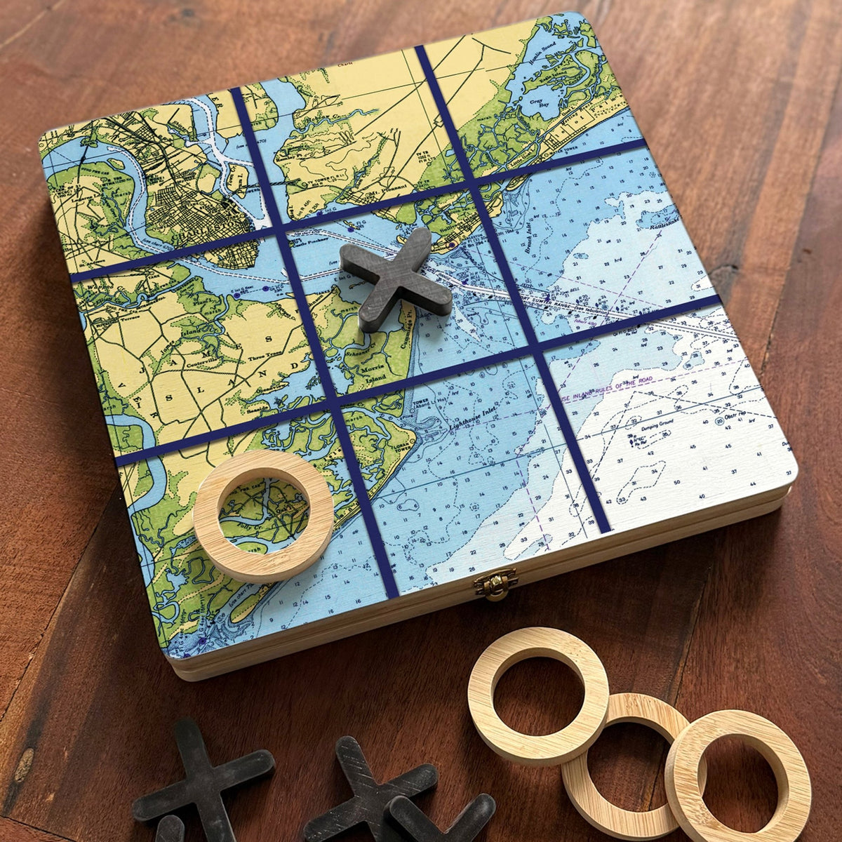 Charleston Tic Tac Toe & Mancala - 2 Games in ONE - Maritime Tribes USA