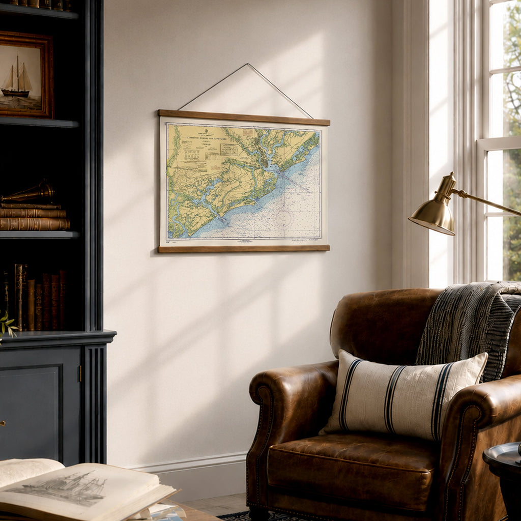 Charleston to Edisto, South Carolina Nautical Chart Canvas Wall Scroll - Maritime Tribes USAScroll