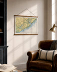 Charleston to Edisto, South Carolina Nautical Chart Canvas Wall Scroll - Maritime Tribes USAScroll