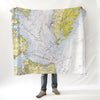 Chesapeake Bay Entrance VA Nautical Chart Blanket - Maritime Tribes USABlanket