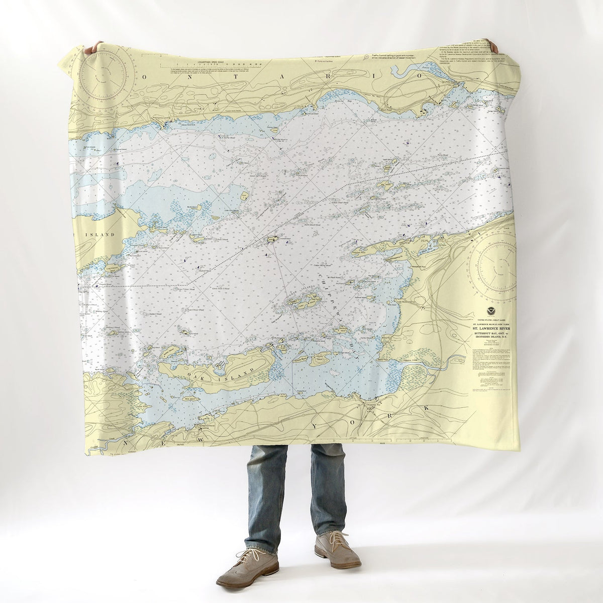 Chippewa Bay, NY St. Lawrence River Nautical Chart Blanket - Maritime Tribes USABlanket