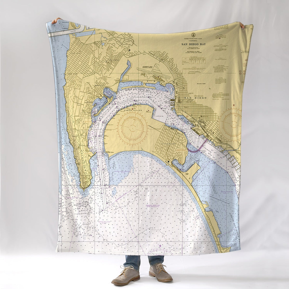 Coronado Island CA Vintage Nautical Chart Blanket - Maritime Tribes USABlanket