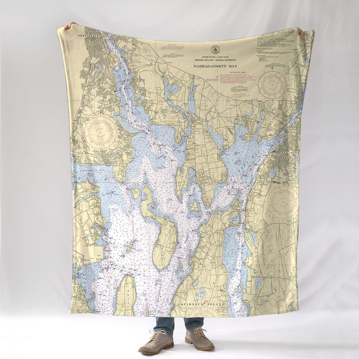 East Bay, RI Nautical Chart Blanket - Maritime Tribes USABlanket