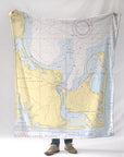 Edgartown, MA - Chappaquiddick Vintage Nautical Chart Blanket - Maritime Tribes USABlanket