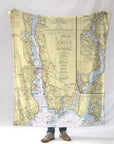 Groton, New London, Thames River, CT Nautical Chart Blanket - Maritime Tribes USABlanket