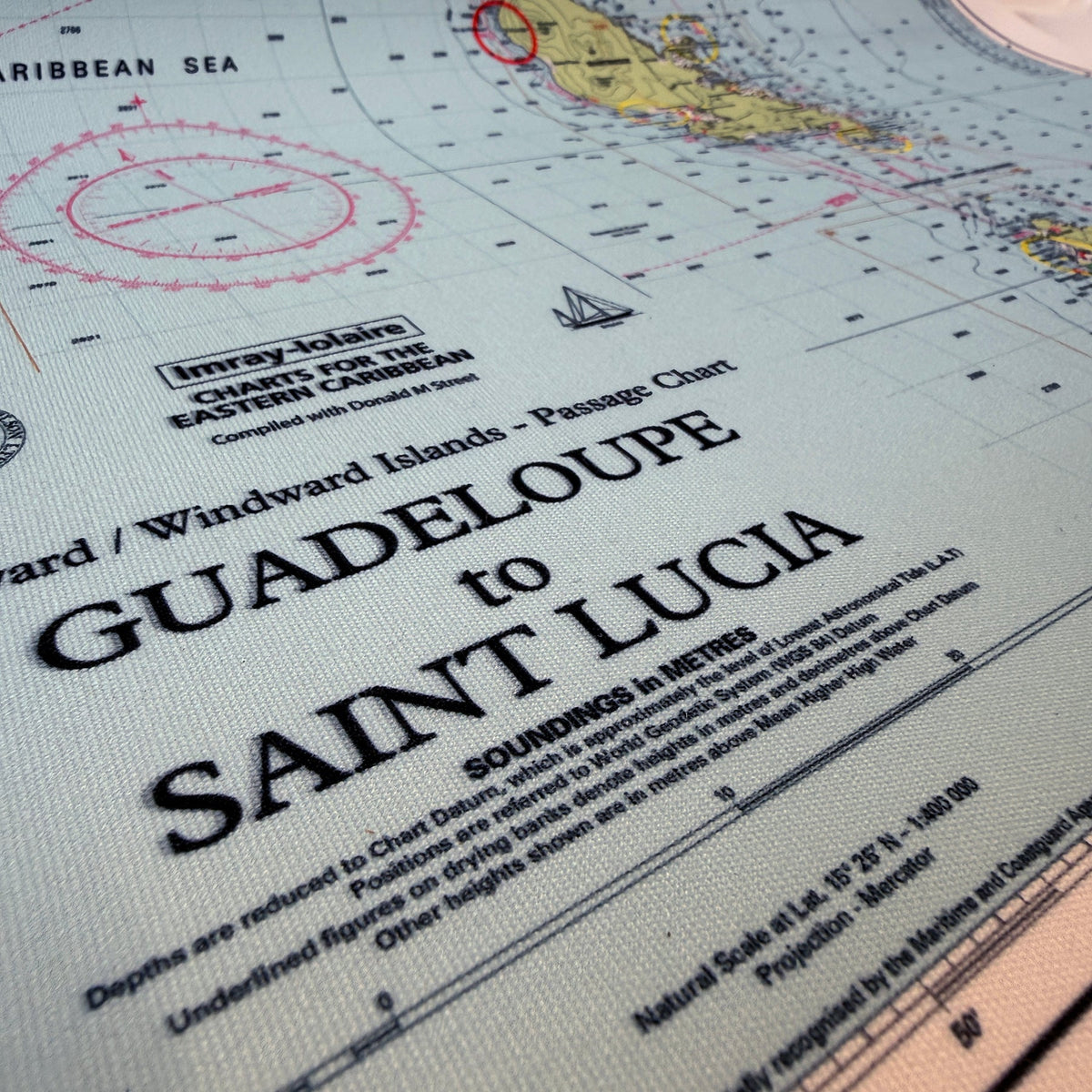 Guadeloupe to St. Lucia Nautical Chart Wall Scroll - Maritime Tribes USA