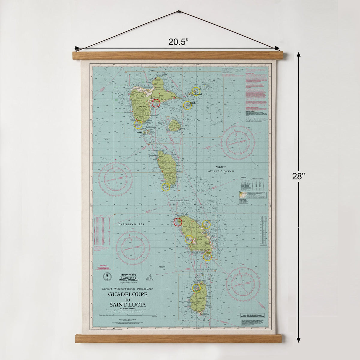 Guadeloupe to St. Lucia Nautical Chart Wall Scroll - Maritime Tribes USA