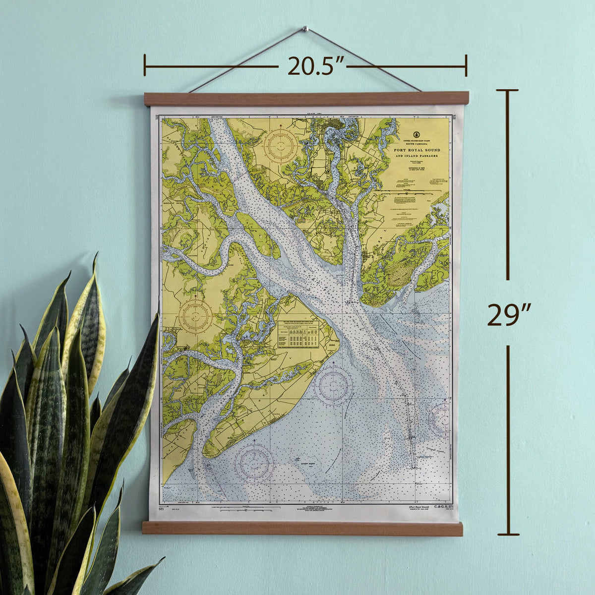 Hilton Head, South Carolina Vintage Map Canvas Wall Scroll | Coastal SC Wall Art - Maritime Tribes USAScroll