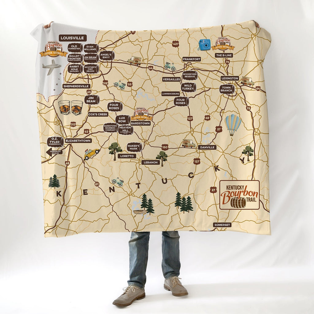 Kentucky Bourbon Trail Map Blanket - Maritime Tribes USABlanket