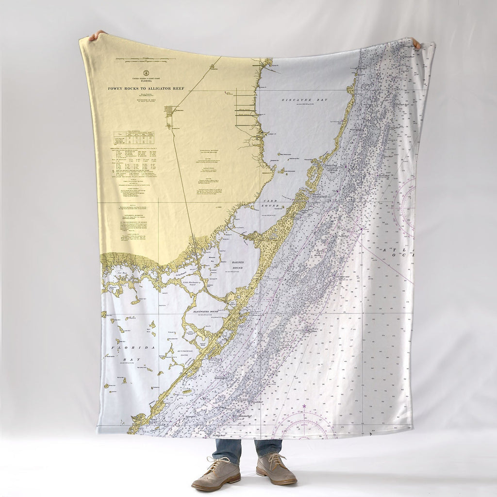 Key Largo, FL Nautical Chart Blanket - Maritime Tribes USABlanket