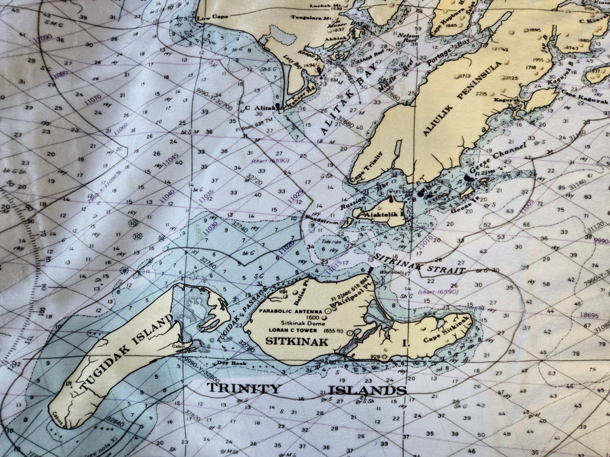 Kodiak Island, Nautical Chart Blanket - Maritime Tribes USABlanket
