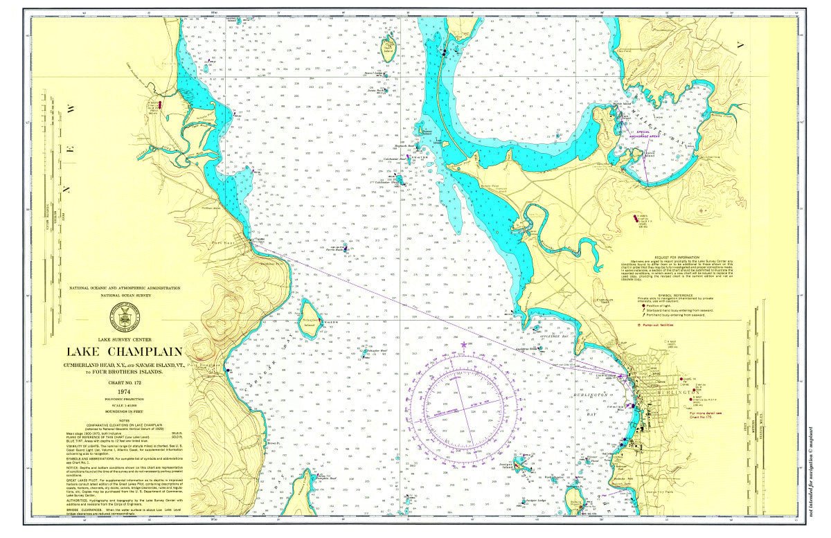 Lake Champlain, Vermont &amp; New York Chart Placemat - Maritime Tribes USALaminated Placemat