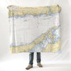 Long Island Sound, Eastern Part, CT - Nautical Chart Blanket - Maritime Tribes USABlanket