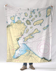 Madeline Island , WI Lake Superior Nautical chart Blanket - Maritime Tribes USABlanket