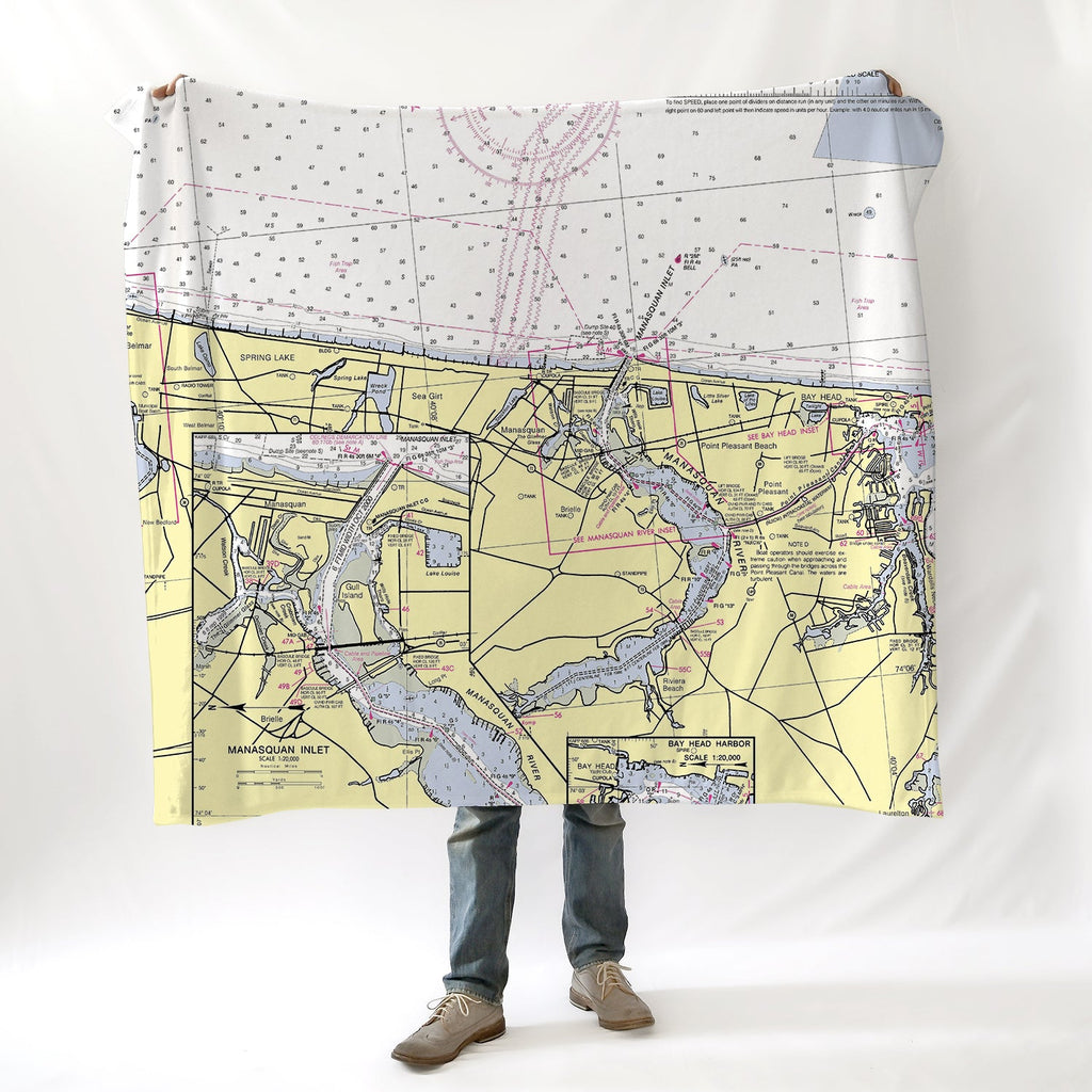 Manasquan Inlet, NJ Nautical Chart Blanket - Maritime Tribes USABlanket
