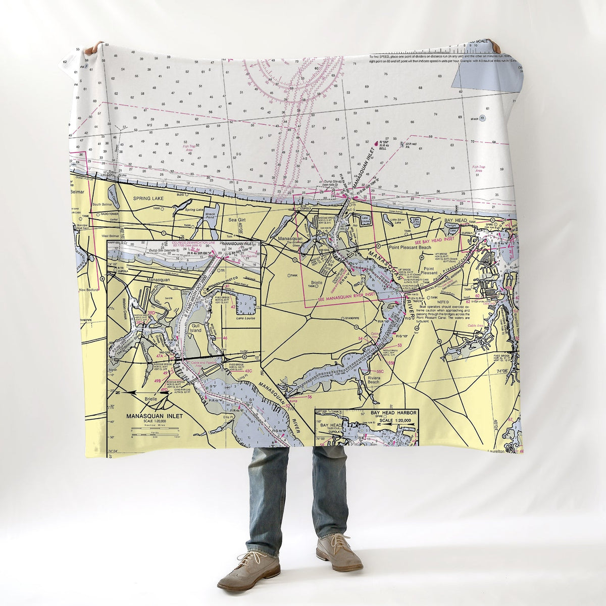 Manasquan Inlet, NJ Nautical Chart Blanket - Maritime Tribes USABlanket