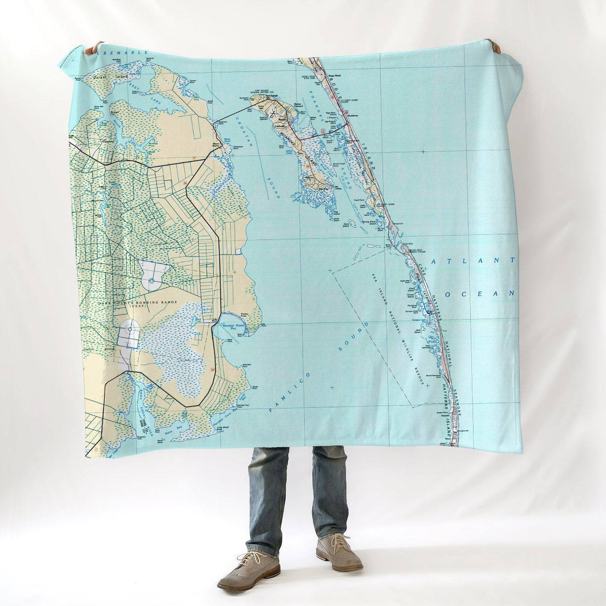Manteo, NC Outerbanks Topo Map Blanket - Maritime Tribes USABlanket