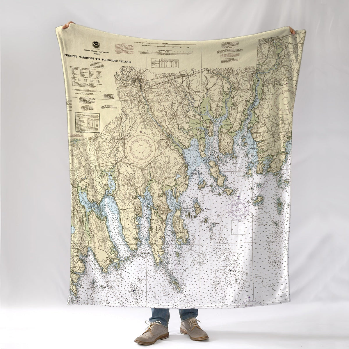 Milbridge, ME Vintage Nautical Chart Blanket - Maritime Tribes USABlanket