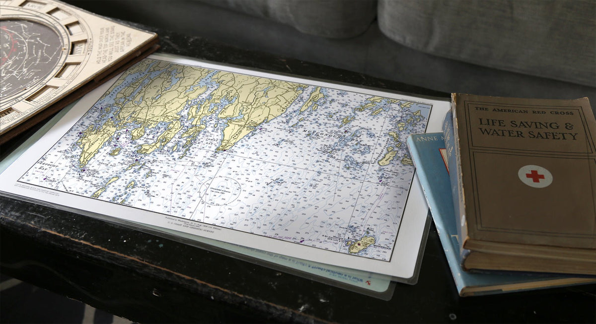 Monhegan to Pemaquid, ME Nautical Chart Placemat - Maritime Tribes USALaminated Placemat