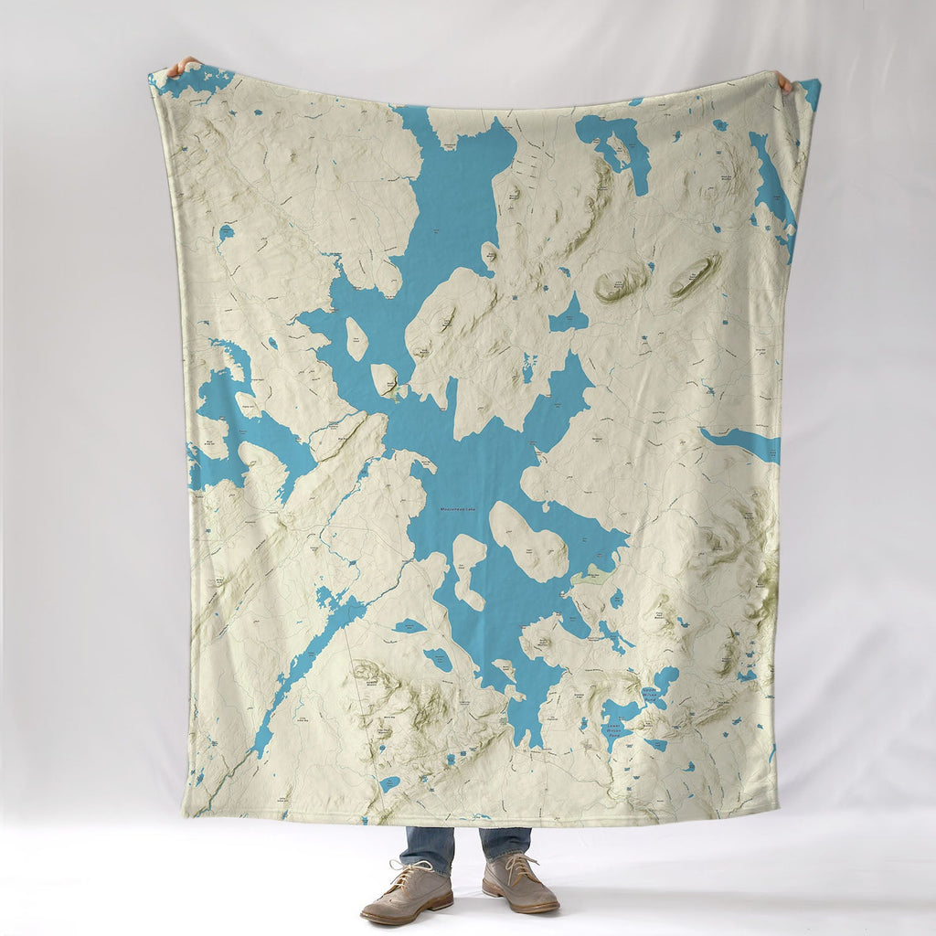 Moosehead Lake ME Charted Territory Map Blanket - Maritime Tribes USABlanket